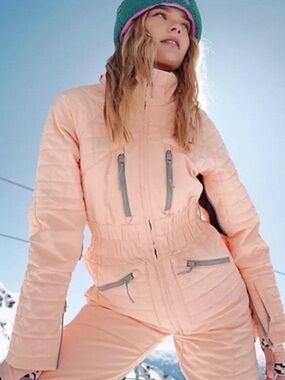 Peach Quilted Ski Suit for Women